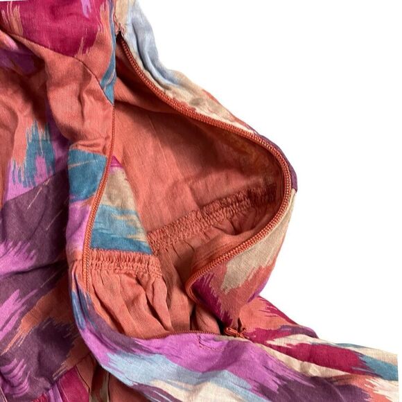 Banjanan Dress Women’s XS Colorful Macaw Voile Mini Ruffle Drawstring Neckline - Picture 8 of 14